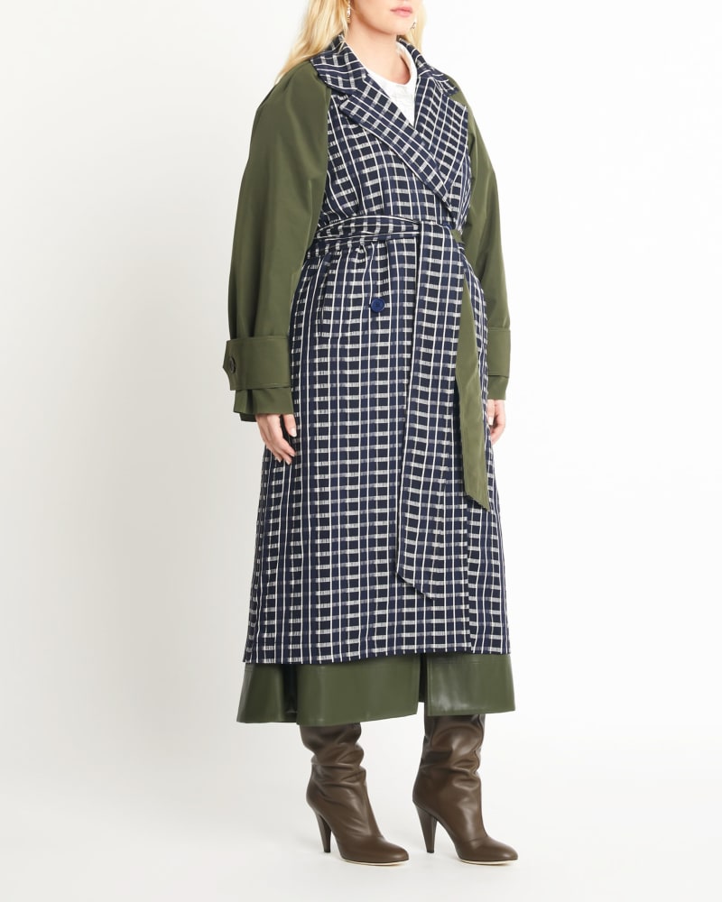 Front of a model wearing a size M Lotta Coat in MARITIME BLUE by Tanya Taylor. | dia_product_style_image_id:283288